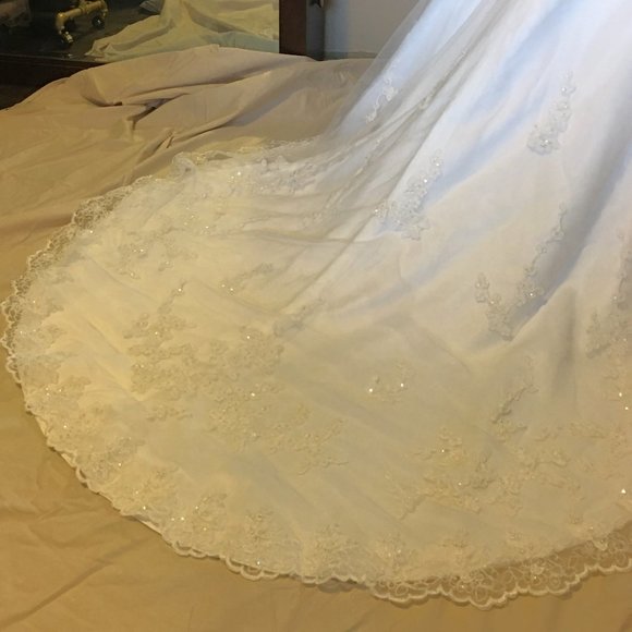 MICHELANGELO ๐ฅ Beaded Strapless Tulle Lace Wedding Dress - David's Bridal NEW!! - Picture 12 of 16
